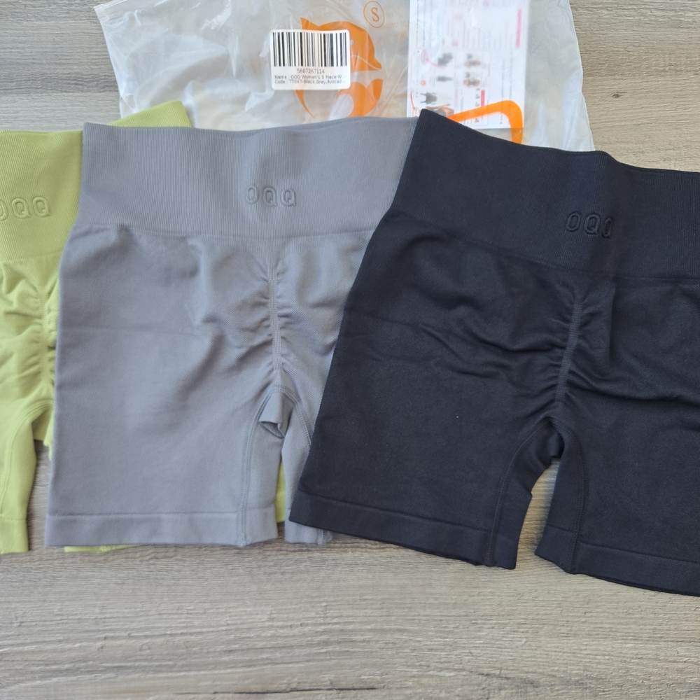 Women's OQQ Athletic Shorts Set - Black, Gray, Green NIB